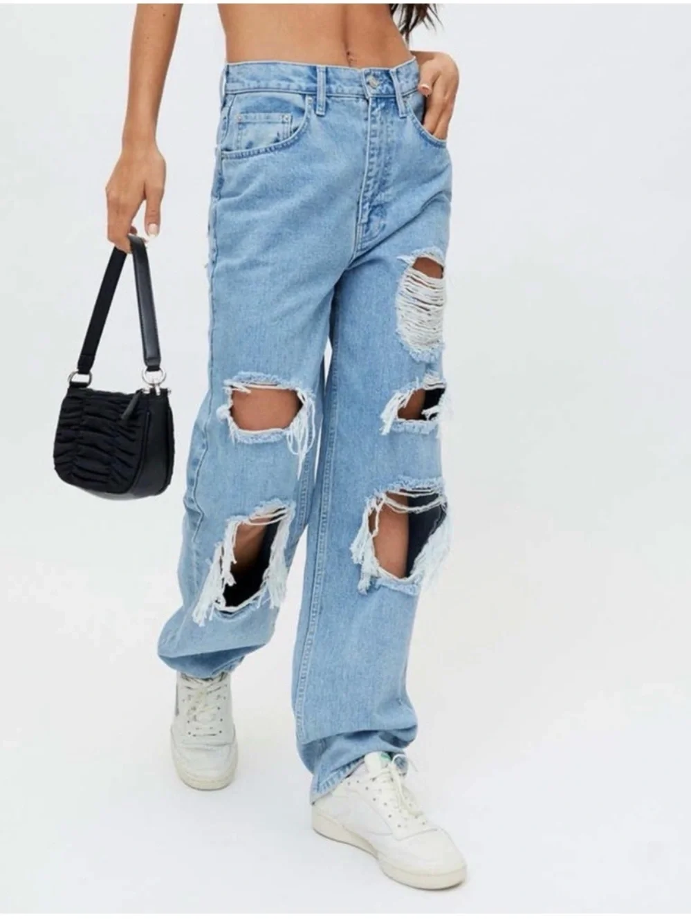 Urban Outfitters BDG High Rise Baggy Distressed Frayed Raw Hem Size 24 - Picture 1 of 15